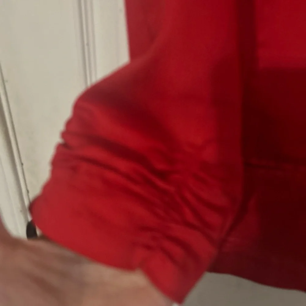 Chico's Red Blazer with Notched Lapels and Lightweight Fabric